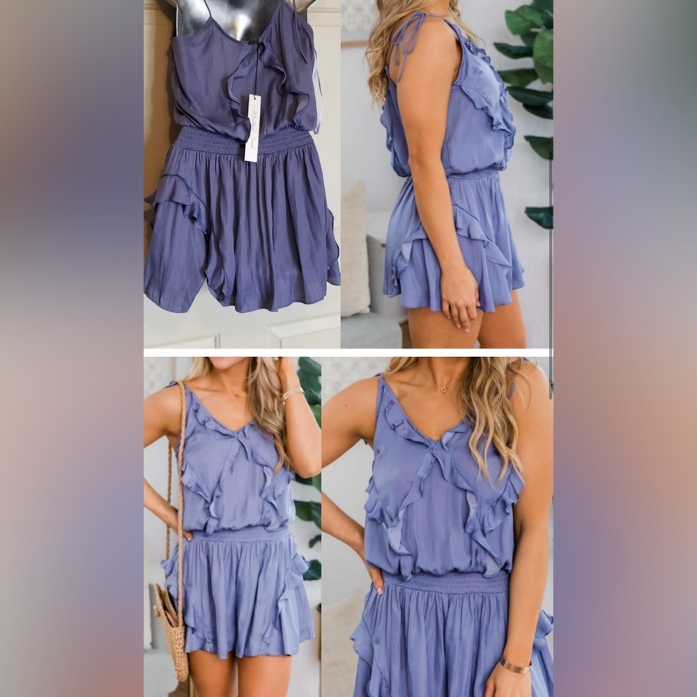 TAKE A WEEKEND AWAY RUFFLE DETAIL ROMPER ORCHID